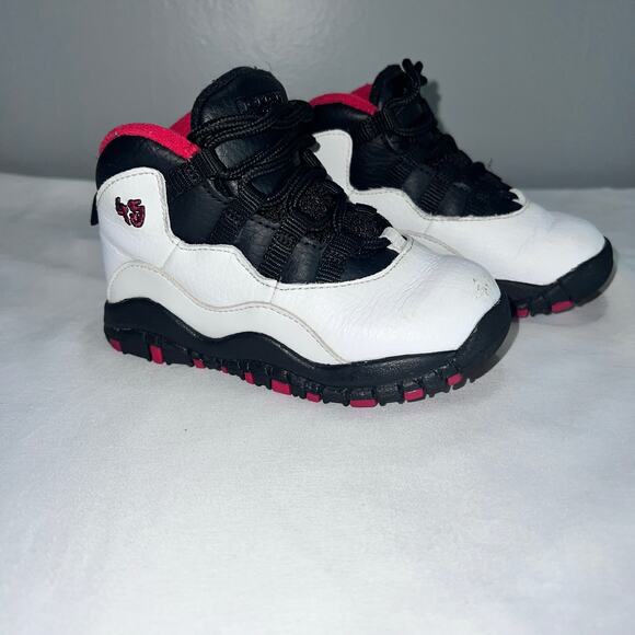 JORDAN 10 Retro Toddler Shoes White Black Red Varsity Chicago Sneakers Size 7C - Picture 7 of 10